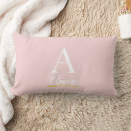 Elegant Blush Pink and White Monogram Lendenkissen