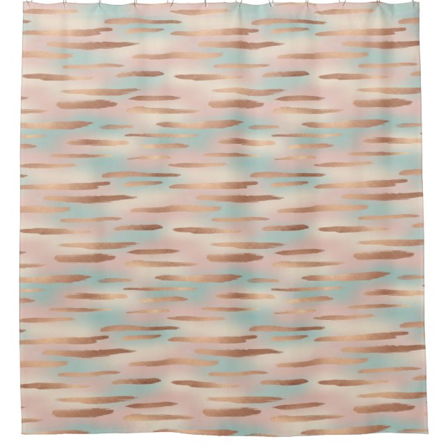 Elegant Blush Pink, Aqua & Gold Seamless Pattern Duschvorhang (Vorderseite)