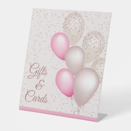 Elegant Blush Pink Balloons Geburtstagskarte Sockelschild