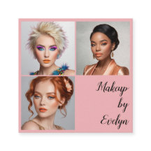 Elegant Blush Pink Black Script 3 Photo Makeup