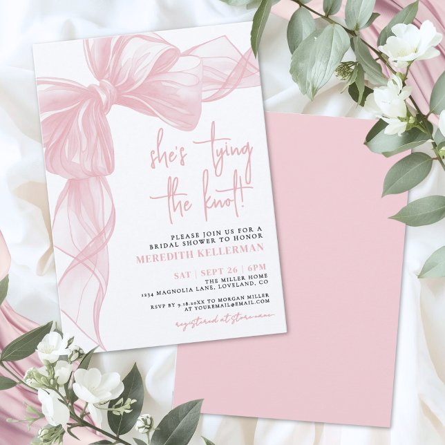 Elegant Blush Pink Bow Bridal Shower Einladung (Elegant Blush Pink Bow Bridal Shower Invitation)