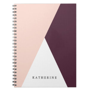 Elegant blush pink & burgundy geometric triangles notizblock