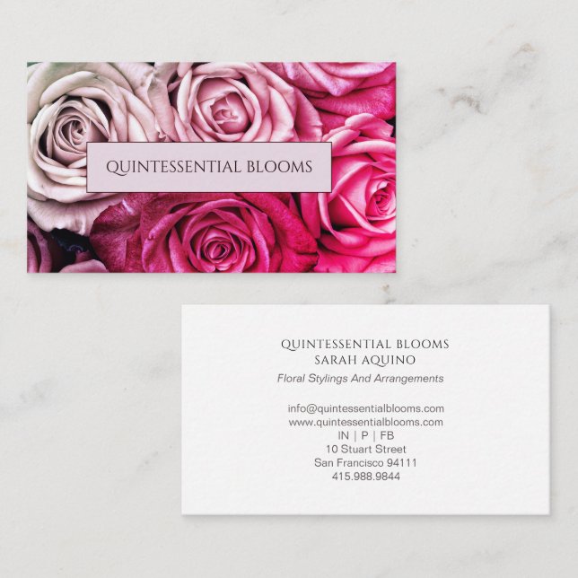 Elegant Blush Pink Business Card Visitenkarte (Vorne/Hinten)
