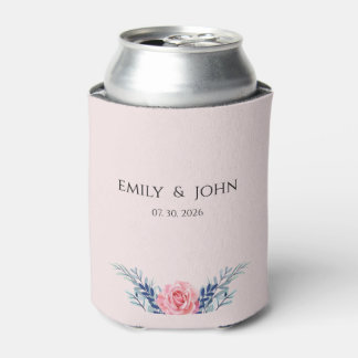 Elegant Blush Pink Dusty Blue Floral wedding Can c Dosenkühler