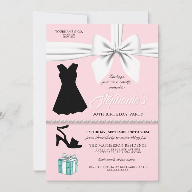 Elegant Blush Pink Fashion Forward Birthday Einladung (Vorderseite)