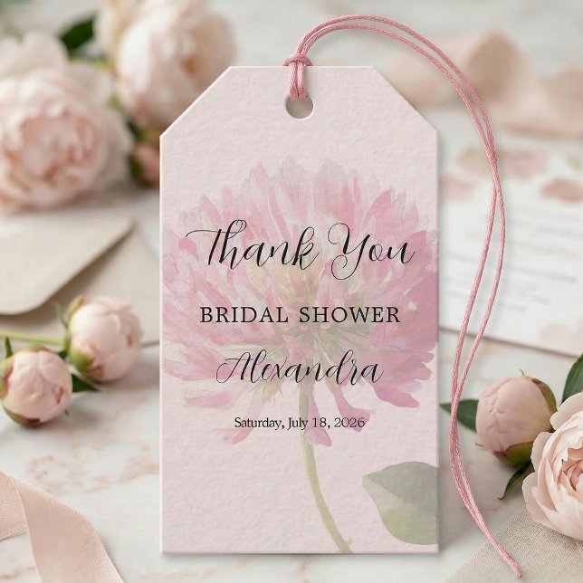 Elegant Blush Pink Floral Bridal Shower Thank You Geschenkanhänger (Von Creator hochgeladen)