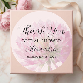 Elegant Blush Pink Floral Bridal Shower Thank You Runder Aufkleber