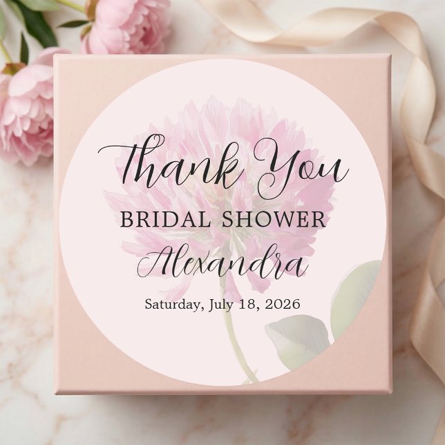 Elegant Blush Pink Floral Bridal Shower Thank You Runder Aufkleber (Von Creator hochgeladen)