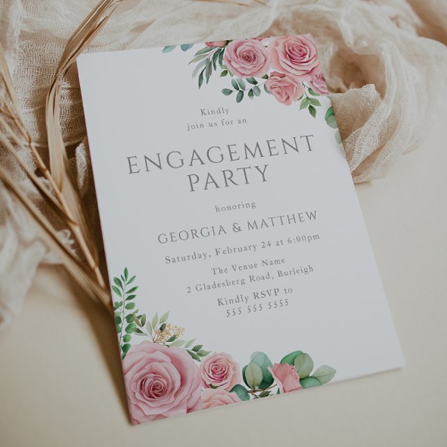 Elegant Blush Pink Floral Engagement Party Einladung (Von Creator hochgeladen)