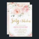 Elegant Blush Pink Floral Gold 60 und fabelhaft Einladung<br><div class="desc">Personalisieren Sie diese schicke 60 und Fabulous Einladung mit Ihren Party-Details einfach und schnell, einfach drücken Sie die Schaltfläche Anpassen, um den Stil und die Platzierung des Textes weiter zu ordnen und zu formatieren. Diese elegante Einladung besticht durch schöne, in Aquarelltönen gehaltene Rosen und das farbenfrohe Grün und das goldene...</div>