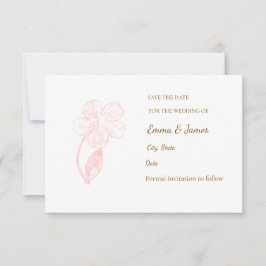 Elegant Blush Pink Floral Line Art Save the Date