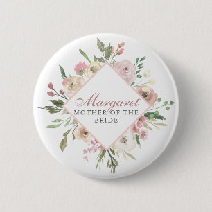 Elegant Blush Pink Floral Mutter der Braut Button