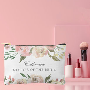 Elegant Blush Pink Floral Mutter der Braut Zubehörtasche