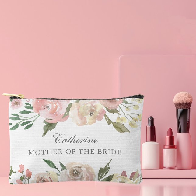 Elegant Blush Pink Floral Mutter der Braut Zubehörtasche (Von Creator hochgeladen)