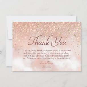 Elegant Blush Pink Glitzer Sparkle Script Danke