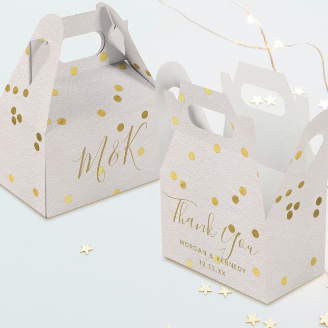 Elegant Blush Pink Gold Confetti Vielen Dank für I Geschenkschachtel (Bridal Blush Pink Gold Confetti Thank You Wedding Favor Boxes)