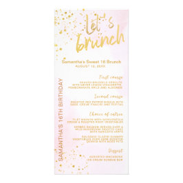 Elegant Blush Pink & Gold Sweet 16 Menu Werbekarte