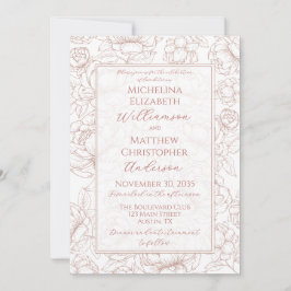 Elegant Blush Pink Hand-Drawn Floral Wedding  Invi Einladung