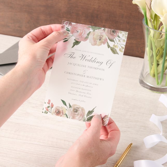 Elegant Blush Pink Ivory Blumengarten Hochzeit (Handgehalten)