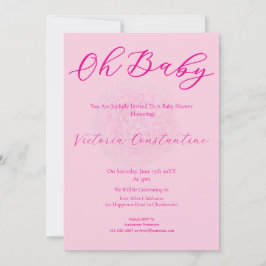 Elegant Blush Pink Oh Baby Bold Script Floral Einladung