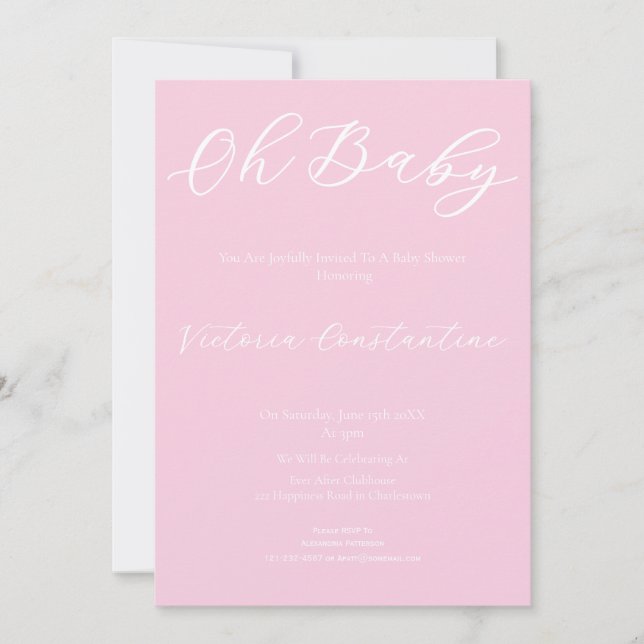Elegant Blush Pink Oh Baby Shower Invitation Einladung (Vorderseite)