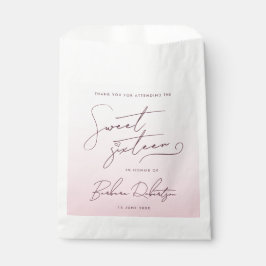 Elegant Blush Pink Ombre Script Sweet Sixteen Geschenktütchen