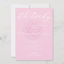 Elegant Blush Pink Peony Oh Baby Shower Invitation Einladung