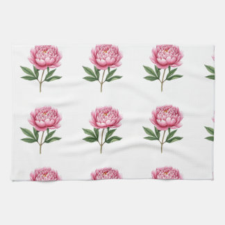 Elegant Blush Pink Peony Watercolor Floral Pattern Geschirrtuch