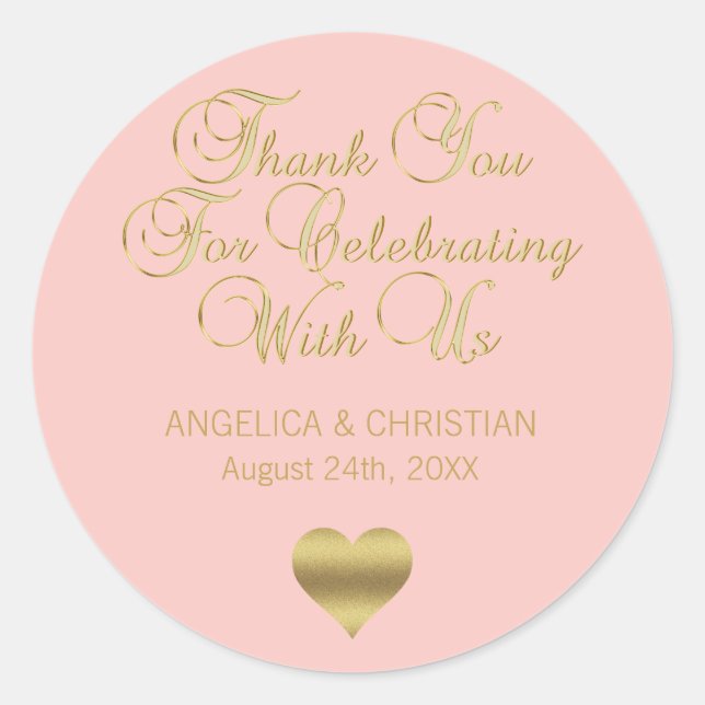 Elegant Blush Pink Rose Gold Vielen Dank für Ihre  Runder Aufkleber (Vorderseite)