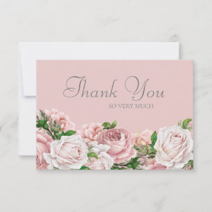 Elegant Blush Pink Roses Wedding Vielen Dank Dankeskarte