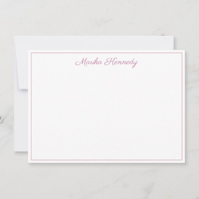 Elegant Blush Pink Script Border Mitteilungskarte (Vorderseite)
