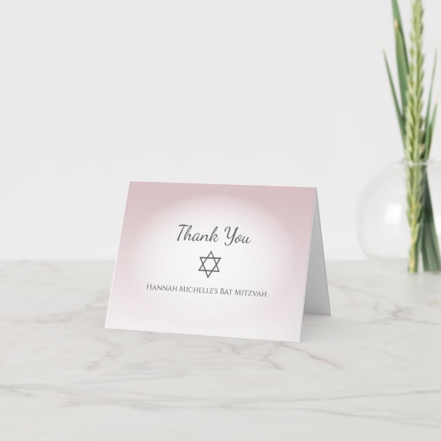 Elegant Blush Pink Simple Feminine Bat Mitzvah Dankeskarte (Vorderseite)