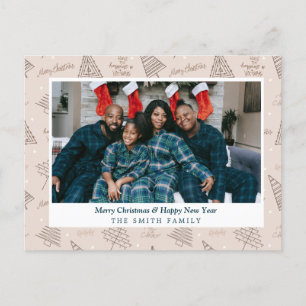 Elegant Blush Pink Weihnachtsgrüße mit Foto Feiertagspostkarte