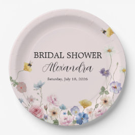 Elegant Blush Pink Wildflower Bridal Shower Pappteller