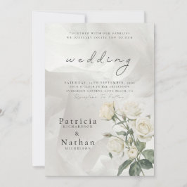 Elegant Blush Rose Floral Frame Wedding Einladung