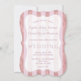 Elegant Blush Rose Gold Stripes Geometric Wedding Einladung