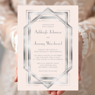 Elegant Blush Silver Vintage Hochzeit des Deko der Einladung