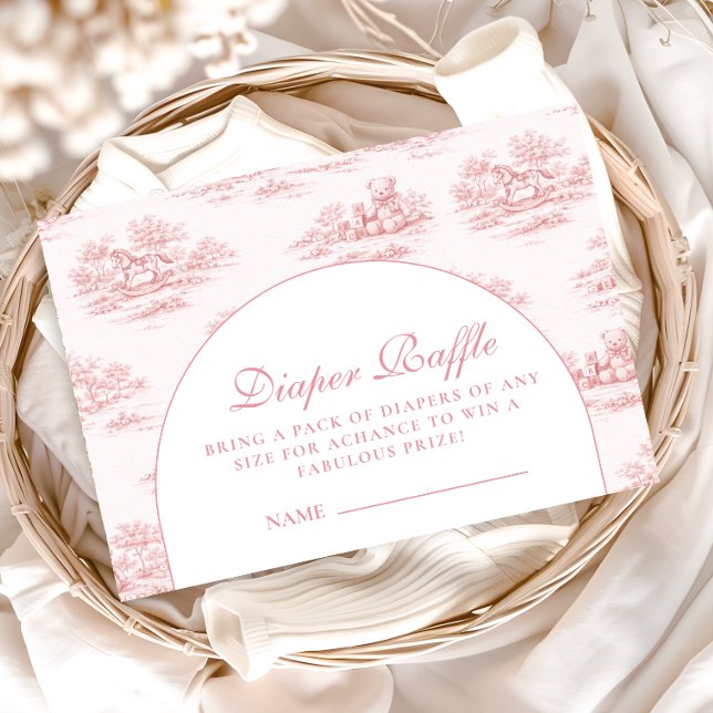 Elegant Blush Toile Baby Shower Diapper Raffle Begleitkarte (Von Creator hochgeladen)
