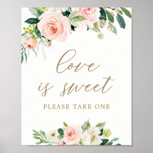 Elegant Blush Watercolor Love Is Sweet Treat  Poster
