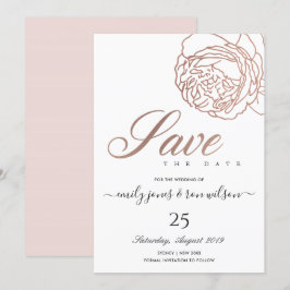 ELEGANT BLUSPINK ROSE GOLD FLORAL SAVE THE DATE EINLADUNG