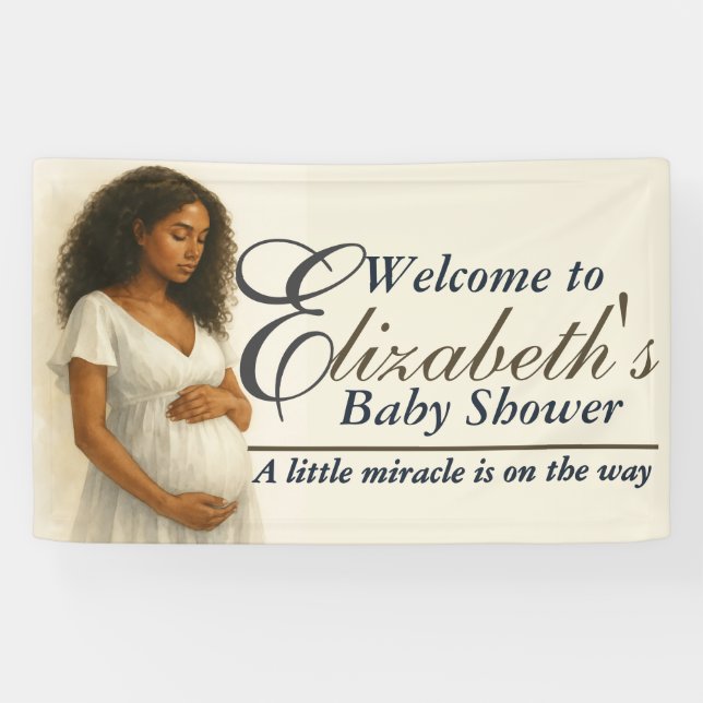 Elegant Bohemian Black Mom to be Baby Shower Banner (Horizontal)