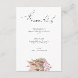 Elegant Bohemian Pampas Grass Wedding Website Begleitkarte