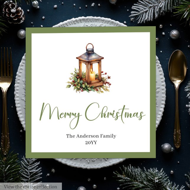 Elegant Bohemian Rustic Christmas Lantern Napkins Serviette (Elegant Bohemian Rustic Christmas Lantern Napkins)
