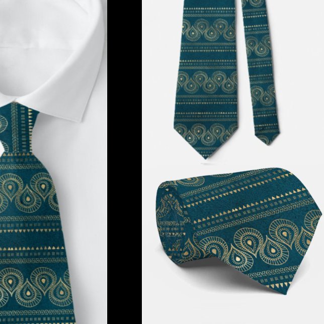 Elegant Bohemisch Boho Abstrakt Aquamarin Neck Tie Krawatte (Von Creator hochgeladen)