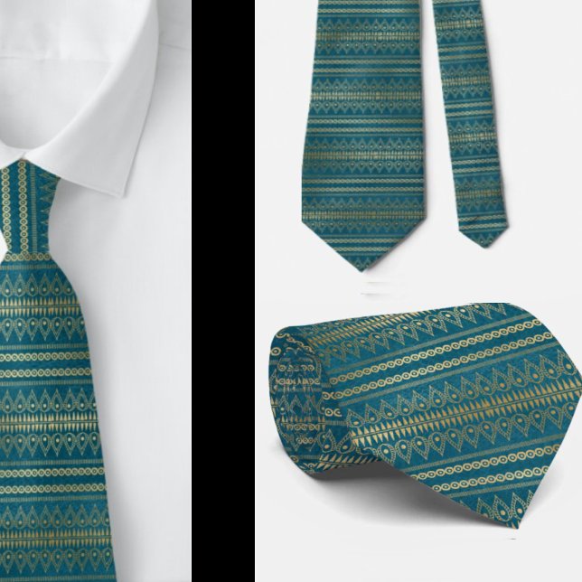 Elegant Bohemisch Boho Abstrakt Aquamarin Neck Tie Krawatte (Von Creator hochgeladen)