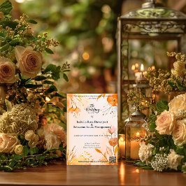 Elegant Bohemisch mit Watercolor Florals und Gold Einladung