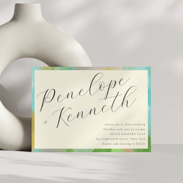 Elegant Boho Abstrakte Wasserfarbenpastel Hochzeit Einladung (Von Creator hochgeladen)