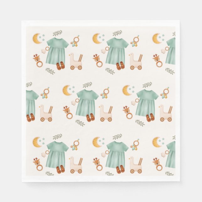 Elegant Boho Baby Girl Clothes Baby Shower Serviette (Vorderseite)