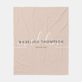 Elegant Boho Beige Typografie Skriptname Fleecedecke