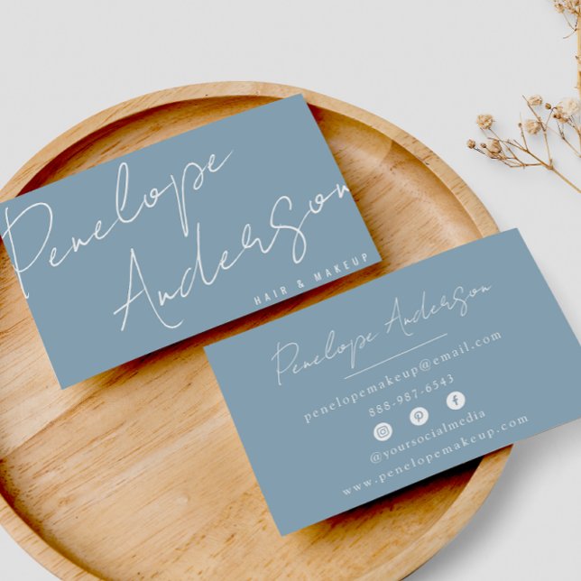 Elegant Boho Blau Neutral Chic Minimalistisch Mode Visitenkarte (Von Creator hochgeladen)